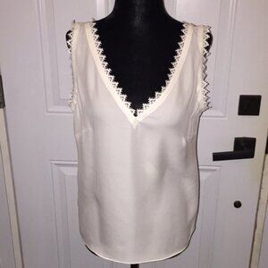Rebecca Taylor Tailored SL Silk Lace Tank Top Snow 115 Size Small